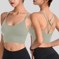 thumbnail image 2 of Povozer Womens Y Back Sports Bras Spaghetti Straps Racerback Padded Yoga Bra(Green,2XL), 2 of 5