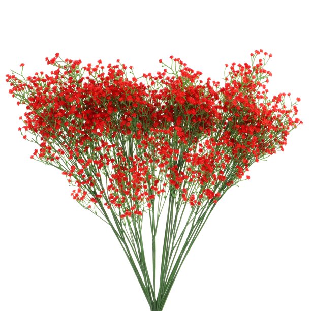 Uxcell 25Pcs Flores Artificiales Falsas a Granel, Ramo de Flores Artificiales PU con Tallos, Rojo