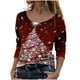 thumbnail image 1 of Blusa de manga larga con cuello redondo y estampado de árbol de Navidad para mujer Pompotops  FGAJ12544, 1 of 5