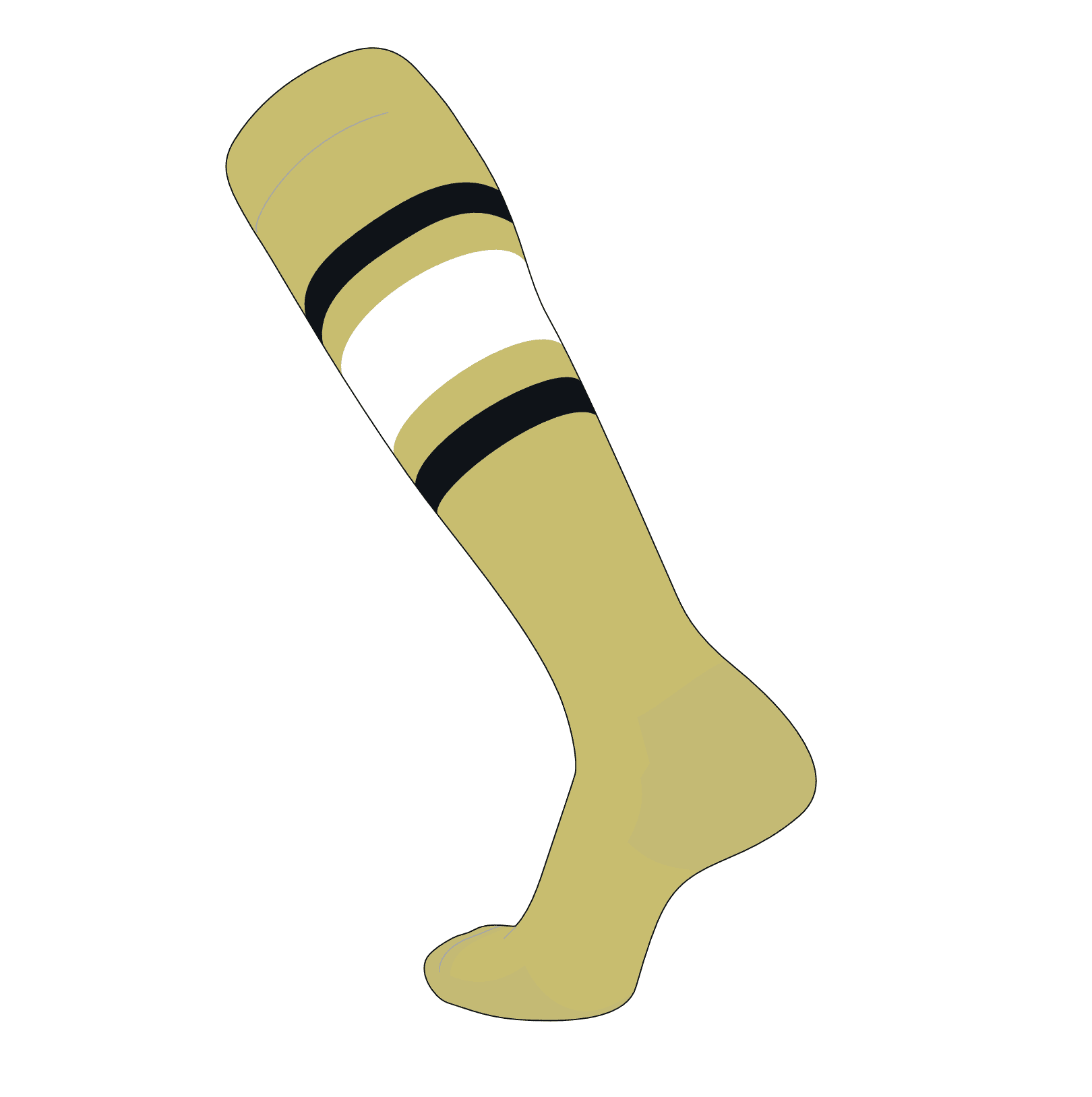 E White Black Gold TCK Elite Baseball Football Knee High Striped Socks 
