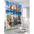 thumbnail image 3 of Shower Curtain, Summer Vacation Ocean Beach Wood Sun Umbrella Washable Shower Curtain with Hooks Bath Decor Fabric Shower Curtains for Bathroom, Hotel, Stalls, Bathtubs, 36x72 Inch, 3 of 6