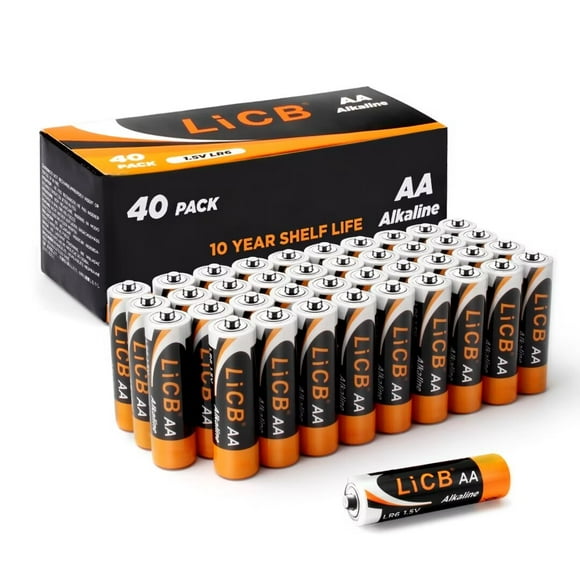 LiCB Alkaline AA Batteries 40 Pack, Long-Lasting Double A Alkaline Battery