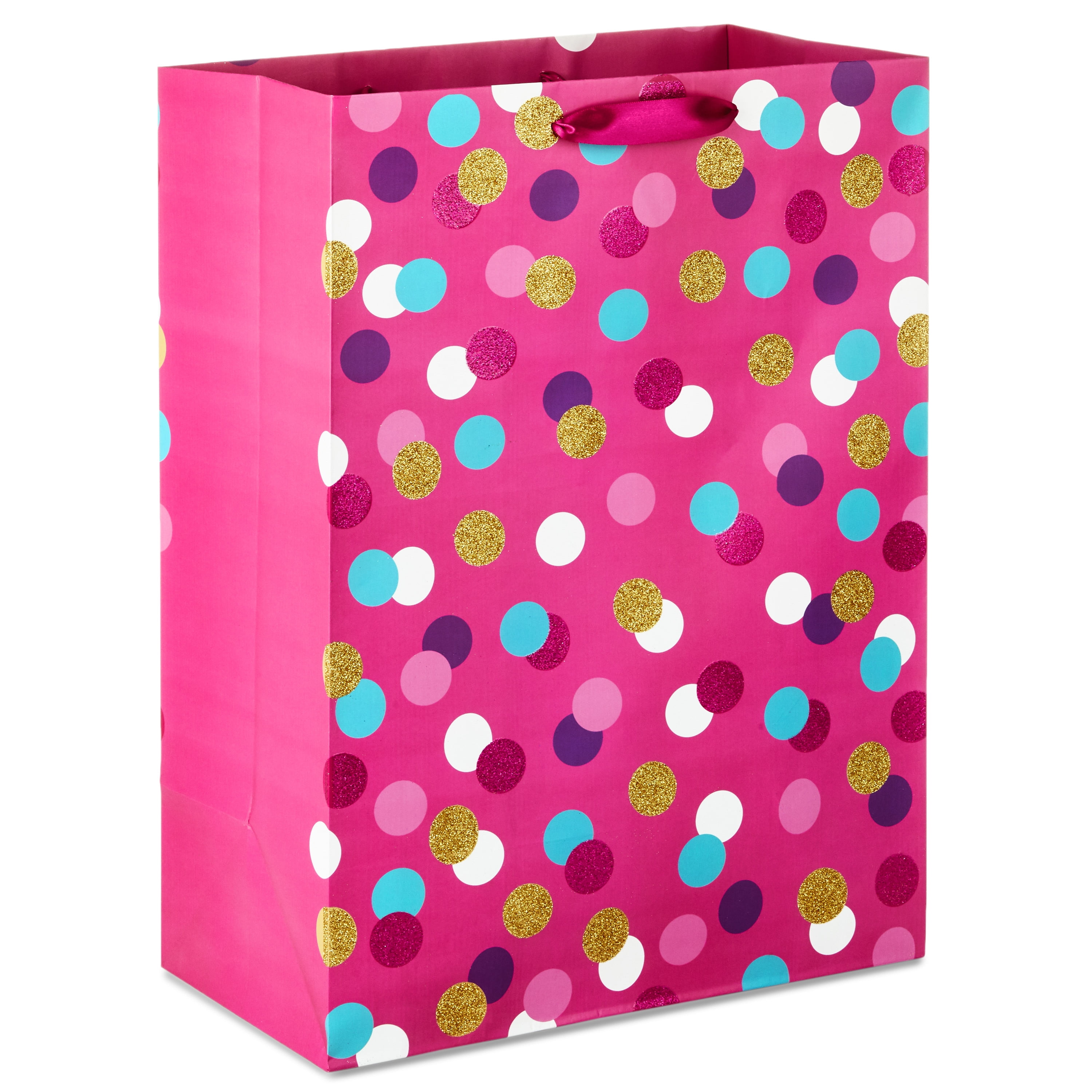 Hallmark 20" Oversized Gift Bag (Glitter Dots on Pink) for Birthdays