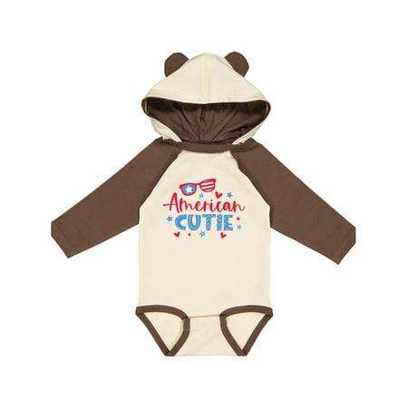 

Inktastic 4th of July American Cutie Red and Blue Stars and Hearts Gift Baby Boy or Baby Girl Long Sleeve Bodysuit
