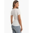 thumbnail image 2 of Women Casual Long Sleeve Slim Scoop Neck Fit T Shirts Basic Tee Tops Crew, 2 of 5