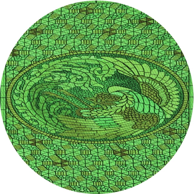 Ahgly Tapis Rond Lavable en Machine Intérieur Transitionnel Vert Émeraude Profond, 3 Pieds Rond