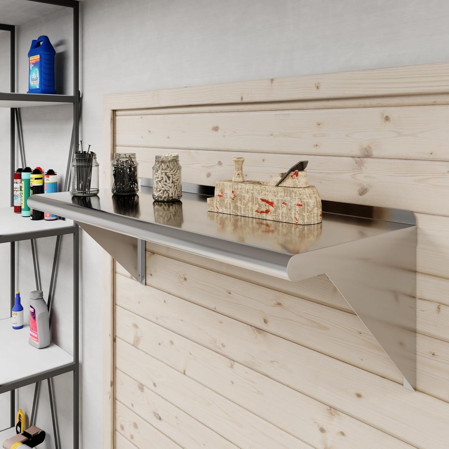 Happyyeah 36" Long X 14" Deep Stainless Steel Wall Shelf | NSF Certified | Appliance & Equipment Metal Shelving | Kitchen, Restaurant, Garage, Laundry, Utility Room