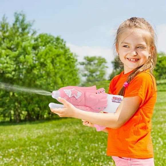 Qiopertas Interactive Children Water Guns 600Ml -Pinks Design with Diy Colored Beads Ideal for Summer Play Beach Games and Outdoor Activities