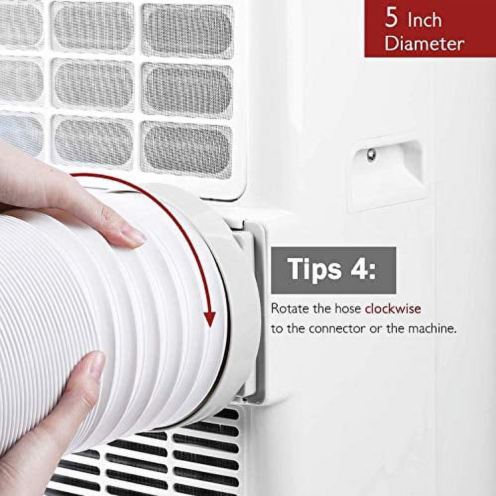 TURBRO Portable Air Conditioner Universal Exhaust Hose - 5 Inch Diameter, 78 Inch Length, Clockwise Thread