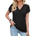 thumbnail image 2 of Womens T Shirts Short Sleeve Tops Summer V Neck Shirts Petal Sleeve Tees Casual Blouses, 2 of 5