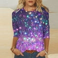 thumbnail image 2 of Plus Size Womens Tops Fashion Glitter Print 3/4 Sleeve T Shirts Going Out Casual Basic Tees Blouses, 2 of 5