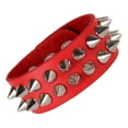 thumbnail image 2 of Minnieouse Pulseras con remaches Durable Ligero Punk Cuff Brazaletes Cuero Resistente Unisex Elástico Joyería de moda Mujer Rojo Type3 NO3, 2 of 6