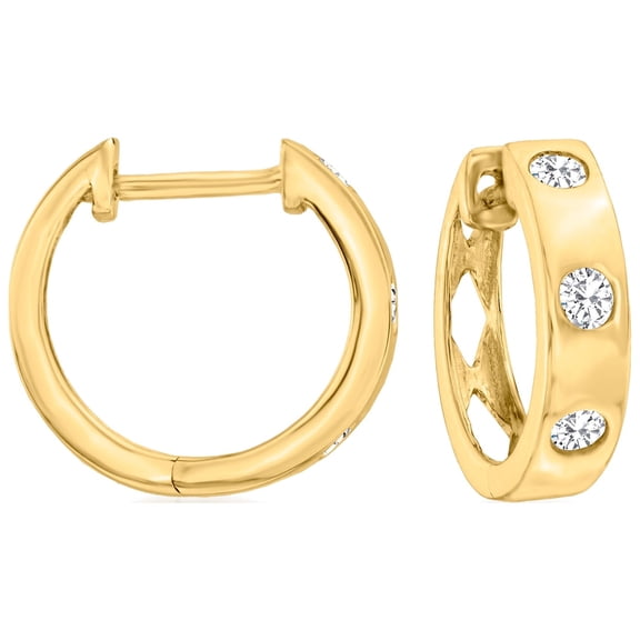 Pure Collection by Ross-Simons 0.25 ct. t.w. Bezel-Set Diamond Huggie Hoop Earrings in 14kt Yellow Gold, Women's, Adult