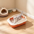 thumbnail image 2 of Plastic Cat Litter Box,12.2x8.3x6.3 Inch Open Top High-Sides Litter Pan Including Scoop,Large Odor-Free Low Entrance for Senior & All Cats,Orange, 2 of 7