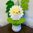 thumbnail image 1 of Cute Hand Knitted Sunflower Crochet Emotional Support Toy With Positive Words Mini Potted Handmade Home Car Encouragement, 1 of 6