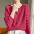 thumbnail image 4 of SeekIslan Women's Fall V Neck Button Front Cardigan with Long Sleeves and Ribbed Trim, 4 of 5