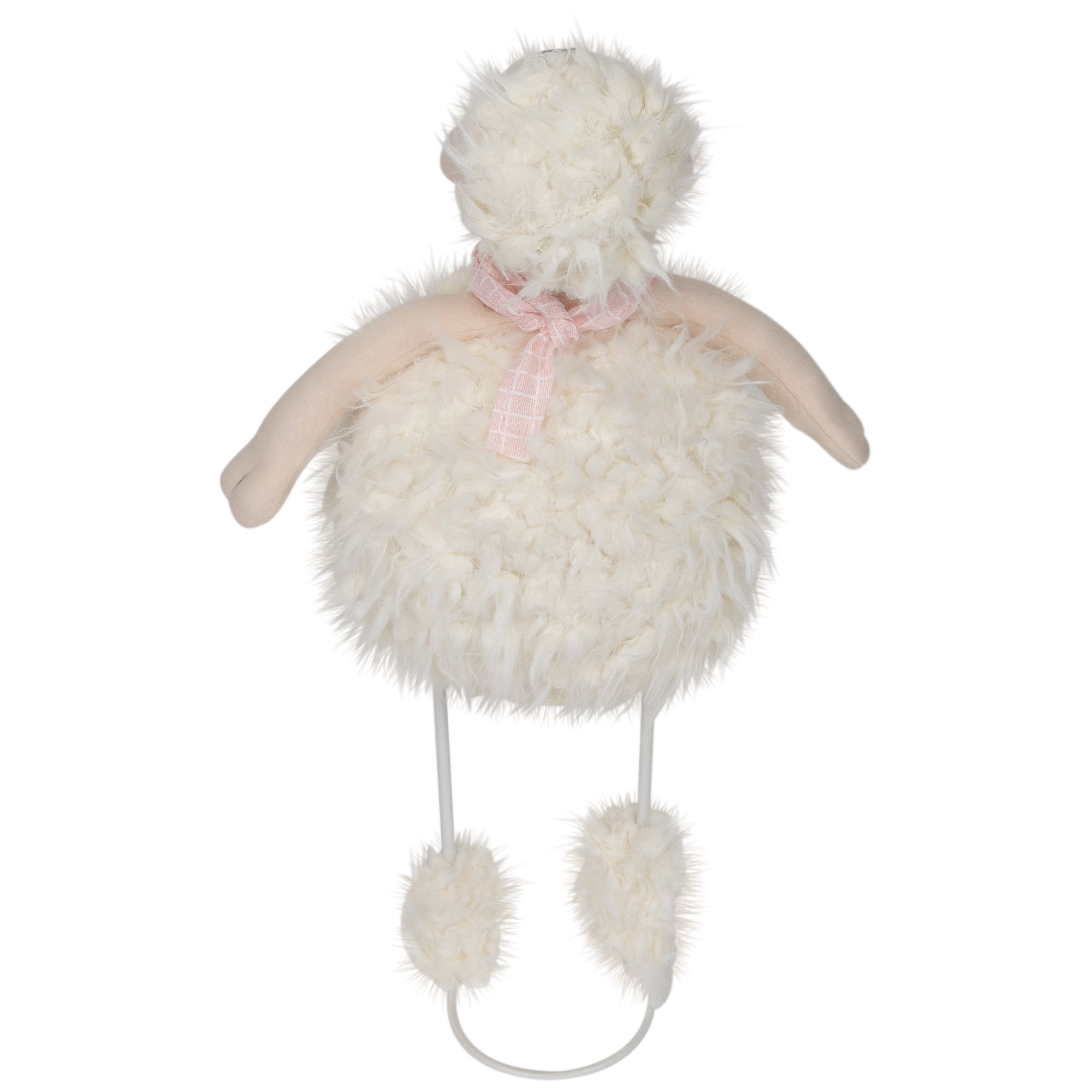 Northlight 16" Shaking Faux Fur Sheep with Bandanna Easter Spring Decoration - White/Pink