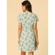 thumbnail image 5 of Vestido Elegante Con Botones Manga Corta Transparente Estampado Floral De Gasa Cuello Con Volantes Para Mujer Verde M, 5 of 6