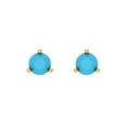thumbnail image 3 of 1 Ct Round Cut Studs Blue Turquoise 18K Yellow Solid Solid Gold Everyday Dainty Earrings Screw Back, 3 of 7