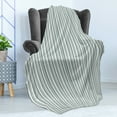 thumbnail image 4 of Modern Soft Flannel Fleece Blanket, Vertical Thin and Bold Stipes Optical Pattern Retro Style Abstract Print, Cozy Plush for Indoor and Outdoor Use, 50" x 70", Pale Sage Green White, by Ambesonne, 4 of 5