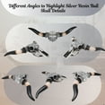thumbnail image 6 of Tooled Silver Resin Bull Skull Wall Decor with Scrolls Design | Western Rustic Southwestern Home Accent | Faux Cow Skull Wall Art | Unique Animal Head Decor for Living Room or Ranch House 19.25" (L), 6 of 7