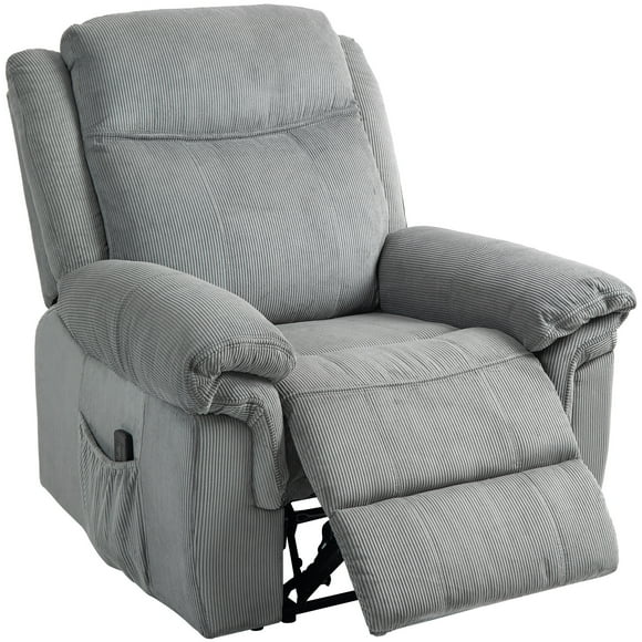 CoSoTower Manual Recliner Chair with Vibration Massage, Side Pockets, Corduroy Reclining Chair for Living Room, Grey
