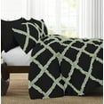 thumbnail image 2 of D.N.G. BEDDINGS 5 Piece Luxury Two Tone Diamond Ruffle Pattern Comforter Set Premium Super Soft All Season 800 Thread Count, 100% Egyptian Cotton, Full/Queen Size Light Sage/Black Solid Color, 2 of 4