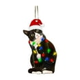 thumbnail image 1 of simhoa Car Rearview Mirror Hanging Pendant Gifts with Lanyard Indoor Christmas Hanging Cat with Santa Hat, 1 of 8