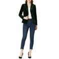 thumbnail image 3 of INSPIRE CHIC Women's Vintage Velvet Blazer Notched Lapel Button Front Wear-to-Work Jacket M Dark Green, 3 of 9