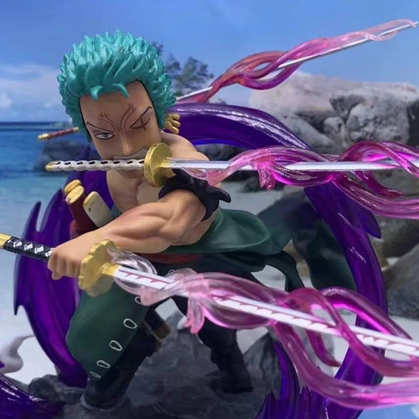 Zoro Figure Q Version Three Swords Zoro Anime Figures 17cm/6.7inch PVC Character Figurine Cosplay Model Collectible for Anime Fans Gift