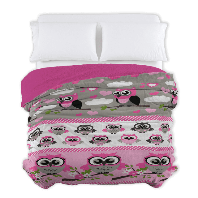 Cobertor con Borrega Matrimonial extra suave Mod BUHOS