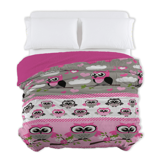 Cobertor con Borrega Matrimonial extra suave Mod BUHOS