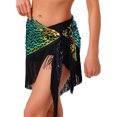thumbnail image 6 of HULIJA Women's Belly Dance Hip Scarf Glittery Sequin Fringe Triangle Short Skirt Latin Jazz Dance Skirts Gradient Green One Size, 6 of 6