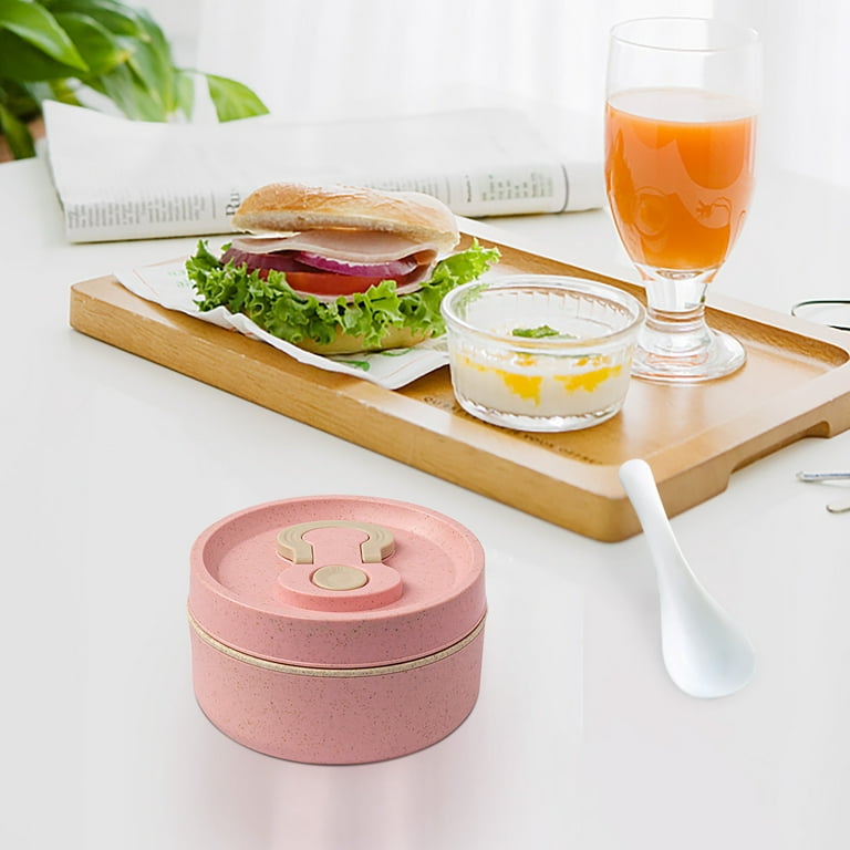 Wovilon Round Bento Box Eco-friendly Wheat Straw Material Portable Lunch  Box Microwaveble Food Storage Container for Children