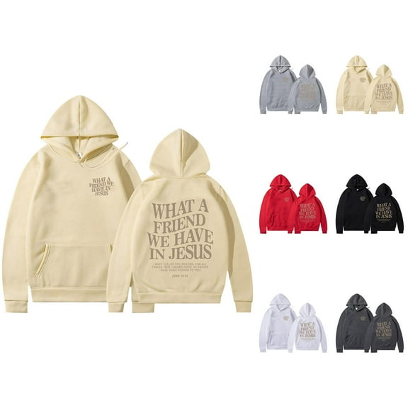 What A Friend We Have In Jesus Hoodies for Women Fall Winter Long Sleeve Christian Hooded Sweatshirt with Pockets