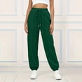 thumbnail image 2 of Women's Jogger Sweatpants, Straight Leg Relaxed Fit with Elastic Waist Drawstring Side Pockets, Home & Casual Wear | VerBelle,Army Green L, 2 of 7
