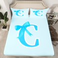 thumbnail image 2 of Manfei Kids Personalized Gifts Bed Sheets,Blue Latter C King Sheets,Lovely Bow Tie Sheet Set For Girls Teens,Lightweight Room Decoration,4 Pieces, 2 of 7