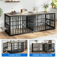 thumbnail image 3 of Dextrus 88.6" 4-in-1 Large Double Dog Crate Furniture,Heavy-Duty Wooden Dog Kennel with 360° Swivel Bowls & 3 Doors,Dog Crate Furniture TV Stand for 2 Medium/Large Dogs,Gray, 3 of 7