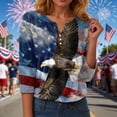 thumbnail image 6 of GEWSEY 4Th of July Shirts Women 3/4 Sleeve Crewneck Cute Shirts Casual Print T Shirt (Dark Blue, M), 6 of 8