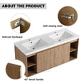 thumbnail image 3 of TICOZE 48 Inch Wall Mounted Bathroom Cabinets, Vanity Cabinet with Soft Close Doors, Wall Mounted Bathroom Vanity in Imitative Oak, Plywood, Melamine, No Sink, Open Shelf, KD Packing, 3 of 11