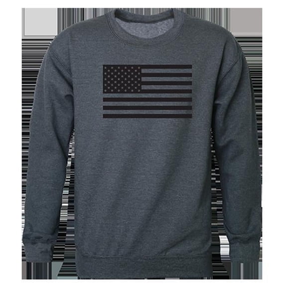 Tonal Flag Graphic Crewneck Sweatshirt, Heather Charcoal - Small