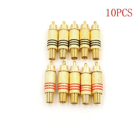10pcs RCA Connector Male Jack Plug Audio Vedio Welding Gold Red Black