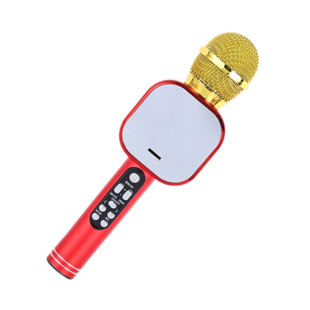 Injueey Micrófono Inalámbrico compatible con Bluetooth Altavoz Reverberación Reproductor de KTV para el hogar Micrófono recargable Luces LED Grabador Cables de audio/vídeo Rojo