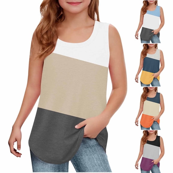 Rvasteizo Toddler Tank Tops Girls Print Sleeveless Knit Cami for Girls 5 to 14 Years Casual Wear