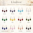 thumbnail image 7 of Linawe Rose Gold Pink Jewelry Sets, Crystal Pendant Necklace Set Pink Earrings Dangling Imitation Diamond Rhinestone Cubic Zirconia Birthstone Teardrop Dangle Matching Wedding Set, 7 of 7