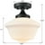 Black Schoolhouse Ceiling Light Fixture with Milk Glass Shade