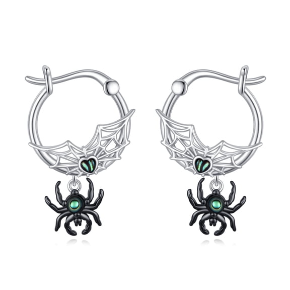 Gothic Spider Earrings 925 Sterling Silver Black Spider Hoop Earrings Punk Animal Jewelry Gifts for Women Christmas