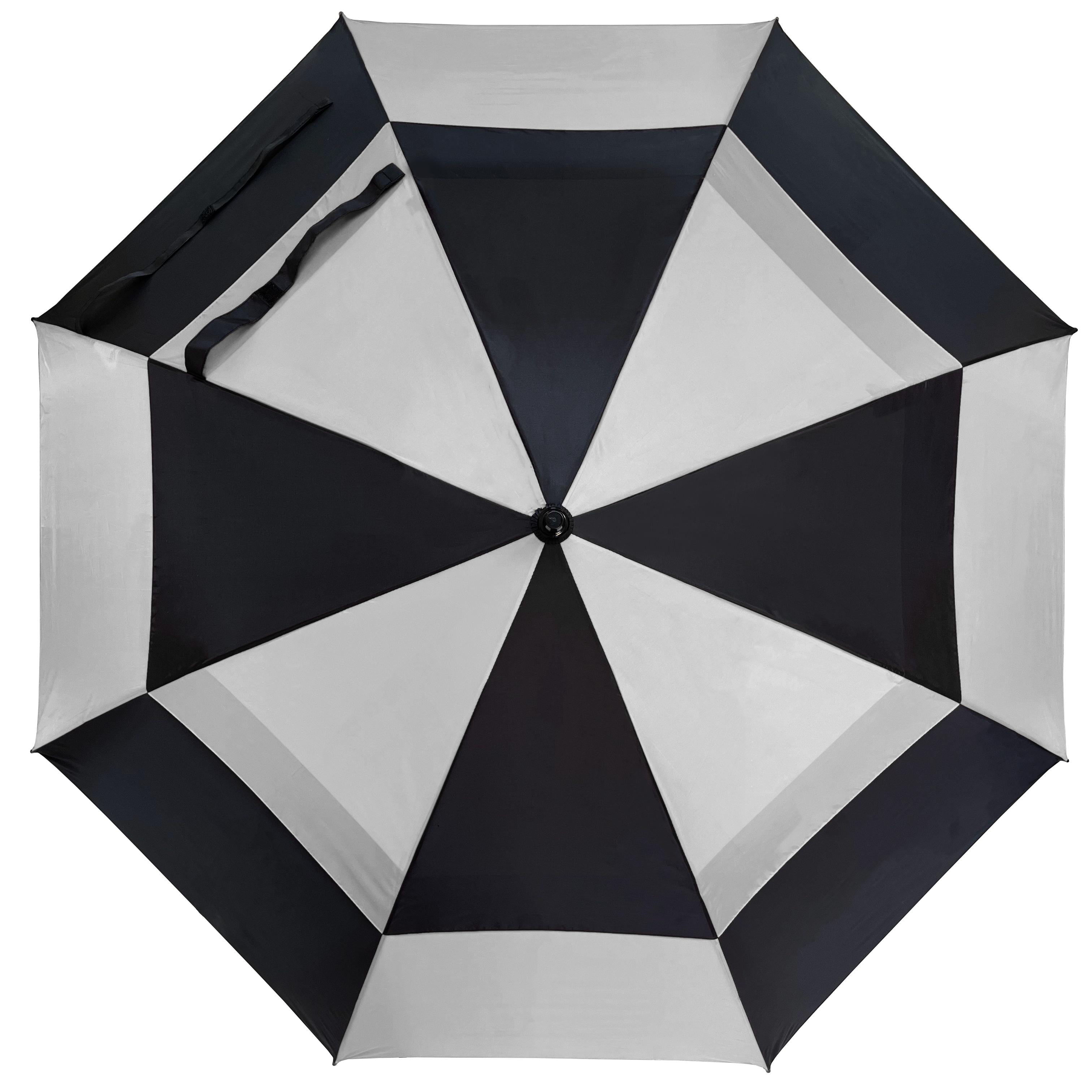 Weather Station Double Canopy Golf Rain Umbrella Gray Black