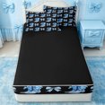 thumbnail image 4 of Erosebridal Western Blue Bowknot Zipper Full Size Comforter Sets with Fitted Sheet and 2 Pillowcases for Girls, Cowboy Boot Print Zipper Bedding Set, Black Reversible, 4-Piece, 4 of 7