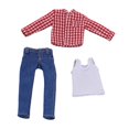 thumbnail image 3 of BELOVING 1/12 Male Figure Clothes Vest Shirt and Jeans for 6inch Male Soldier Figures Red grid, 3 of 10